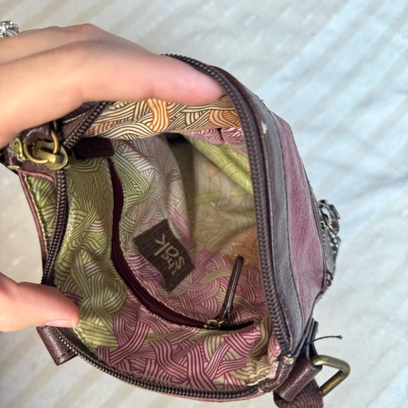 The Sak small leather burgundy & feather boho crossbody purse - Picture 5 of 15